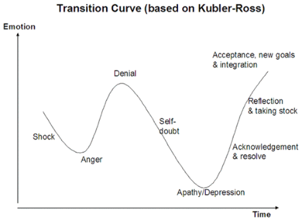 Kubler-Ross Change Curve in Business.